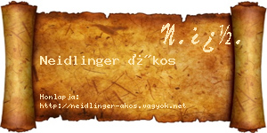 Neidlinger Ákos névjegykártya